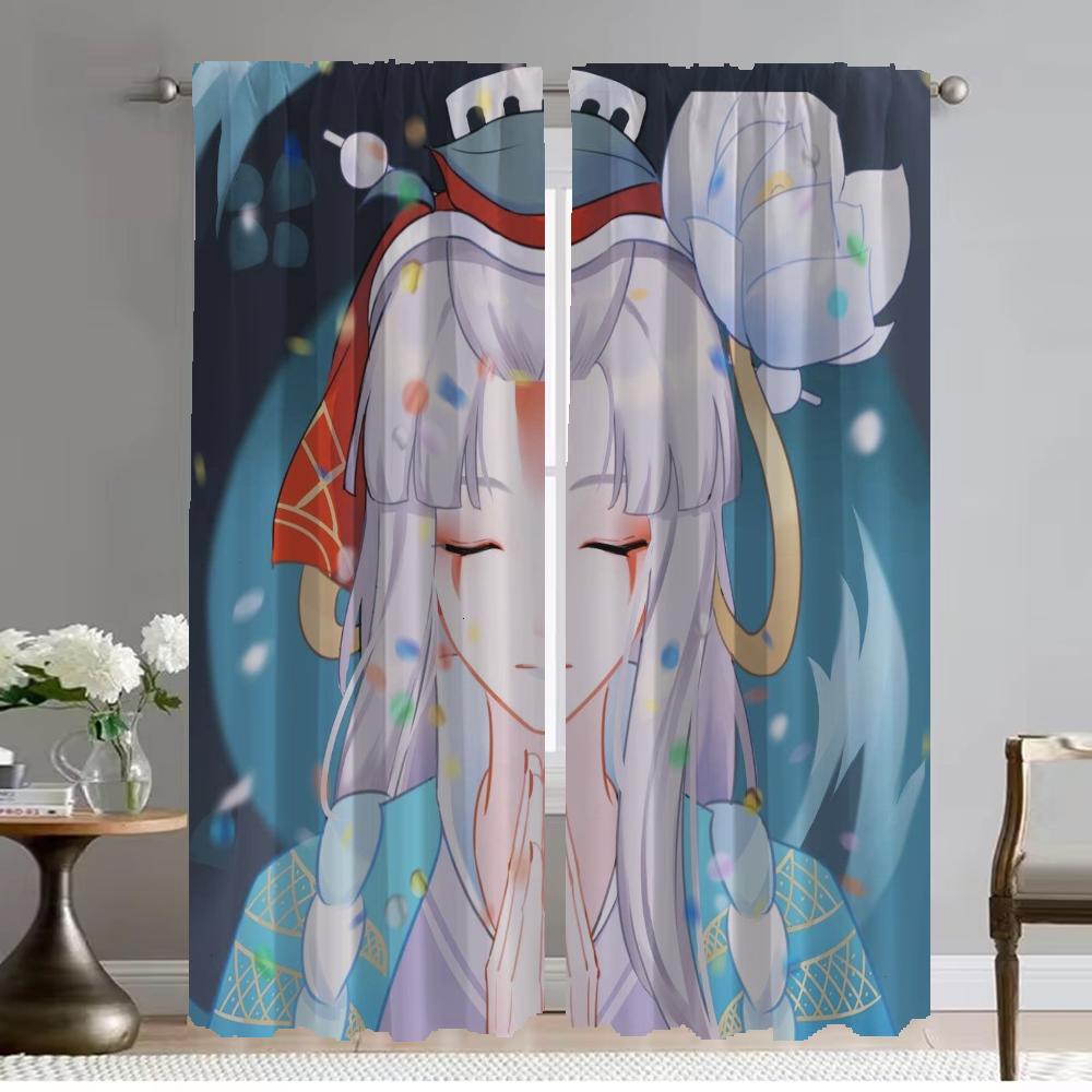 

Шторы Onmyoji Anti-mosquit Curtains для гостиной, занавески для домашнего интерьера, 2 шт., тюль для украшения Хэллоуина для спальни W50xH70cmx2pcs-CL