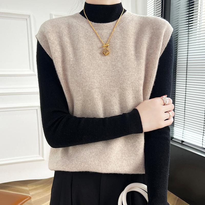 Women's Cashmere Vest Qinghe Cashmere 30% Cashmere 70% Wool Autumn and Winter Cashmere Vest Soft and Warm