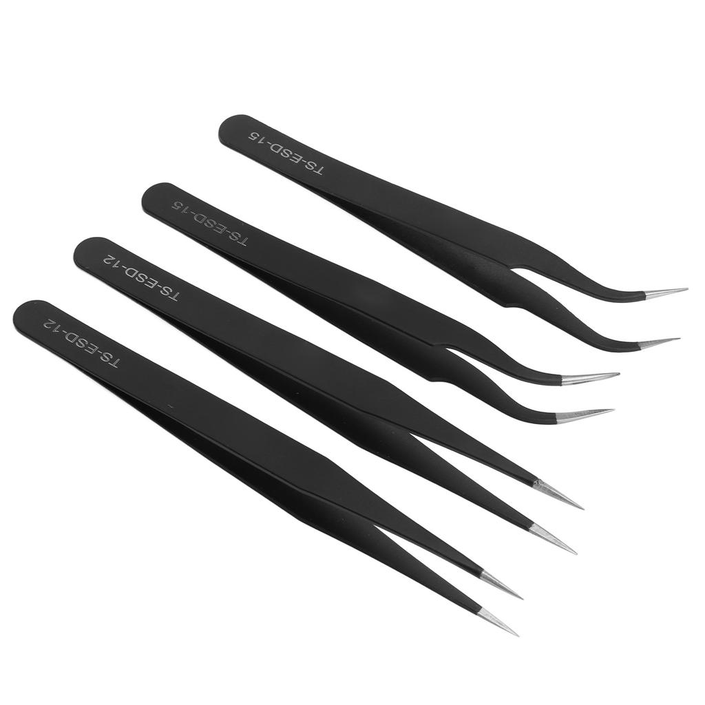 4 Buc Pinsete Precise Oțel Inoxidabil Vârf Înclinat Pinsete Clești Drepți Clești Curbați Unelte de Cusut