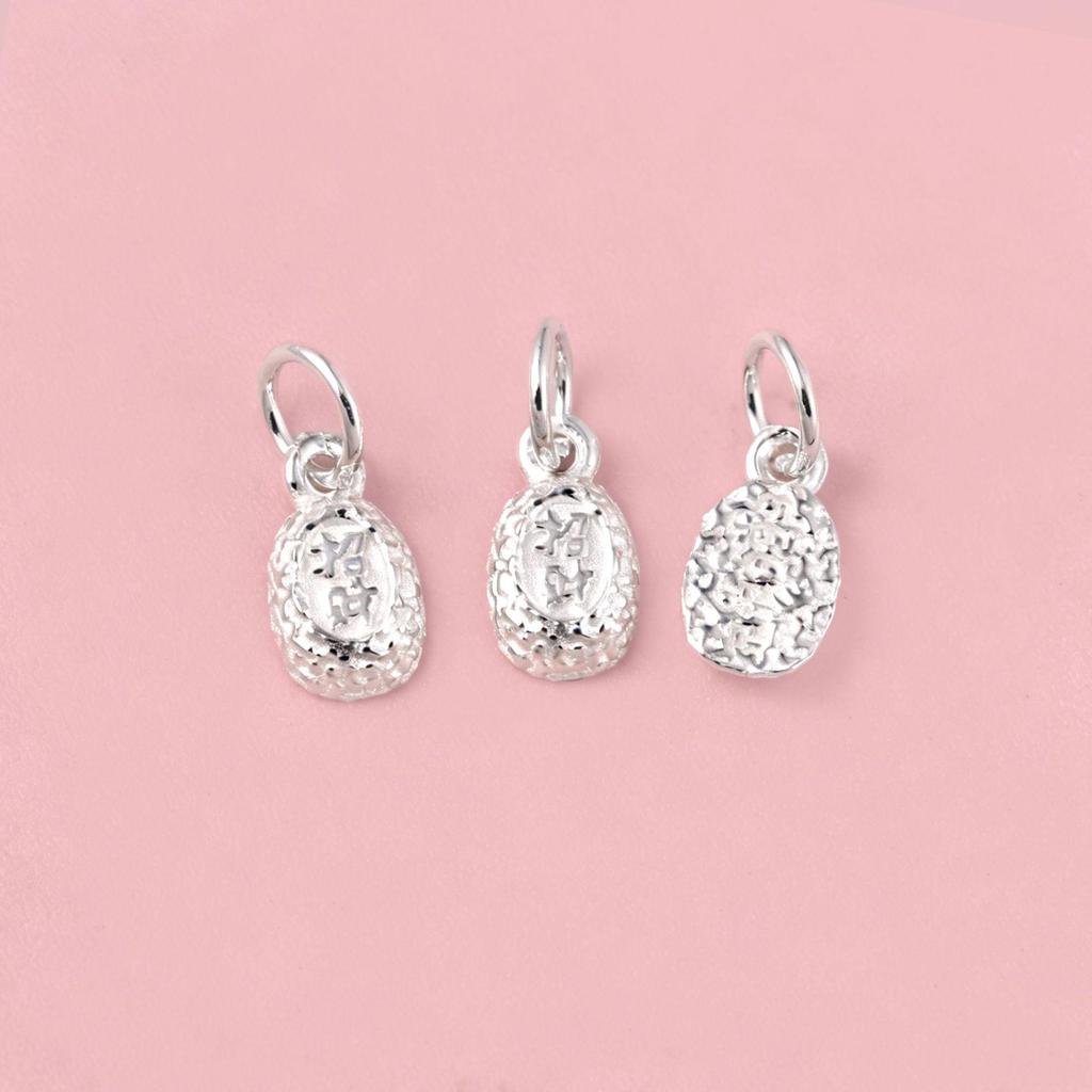 S999 Sterling Silver Hammered Fortune Pendant for DIY Crystal Bracelet/Necklace Accessories