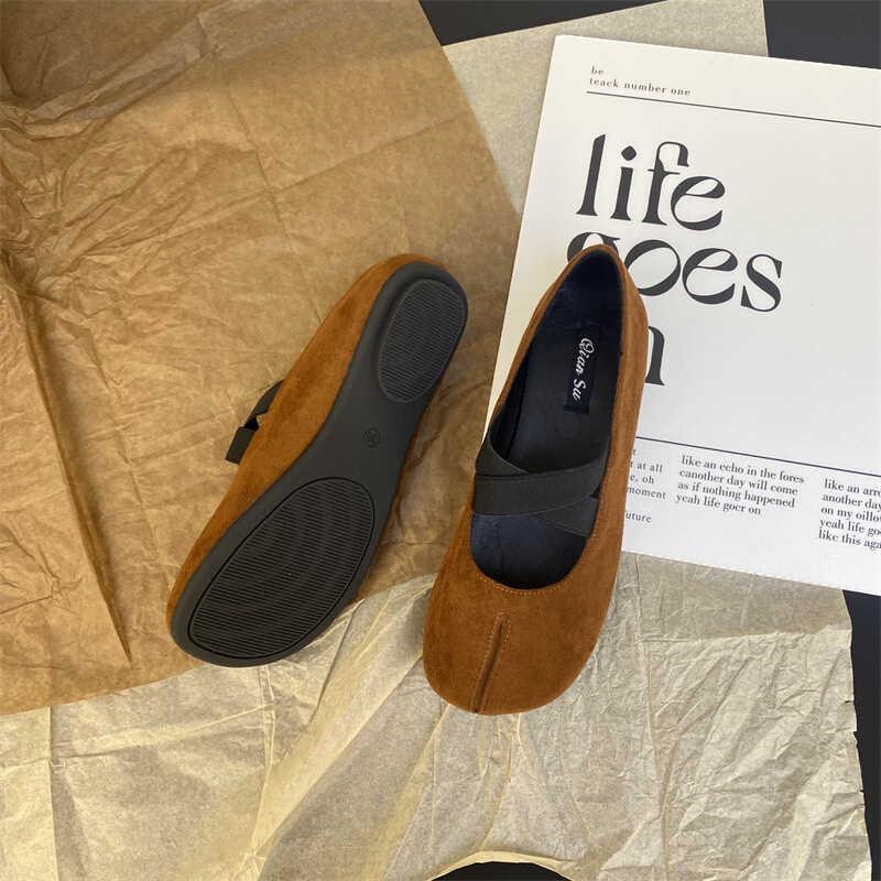 Fashion Women's Fashion Flat Shoes Autumn New Round Head Shallow Mouth Suede Soft Sole Anti-slip Wear-resistant Low-top Shoes