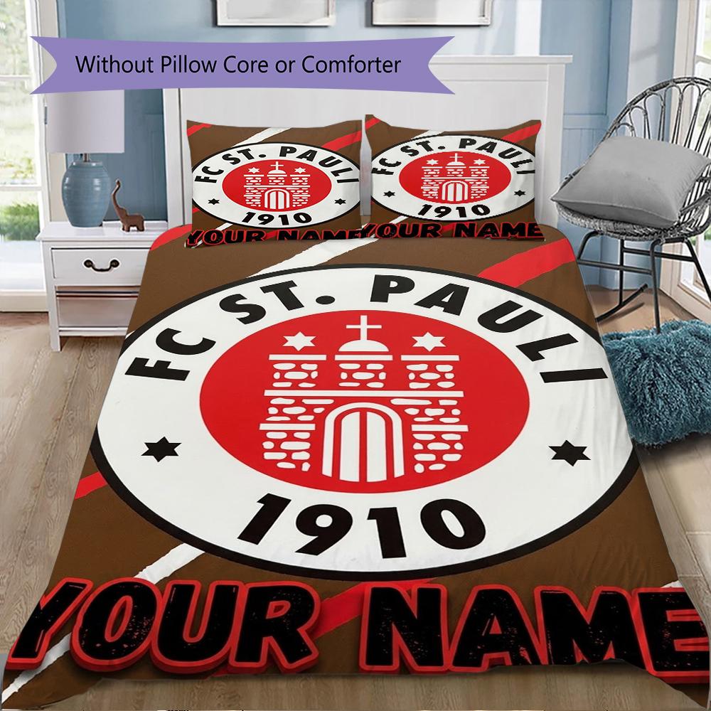 Custom Name St.Pauli Pattern Bedding Uilt Set Uilt Cover Pillowcase Home Decoration Birthday Gift (1*duvet Cover+2*pillowcase Without Core)