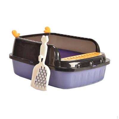 Cat Litter Basin Open Top Pet Tray Container Portable with Scoop High Sided for