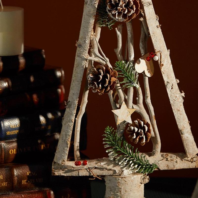 Wood Miniature Christmas Tree Accessory Distinctive Miniature Christmas Tree Ornament Wood Home Festival Decorations