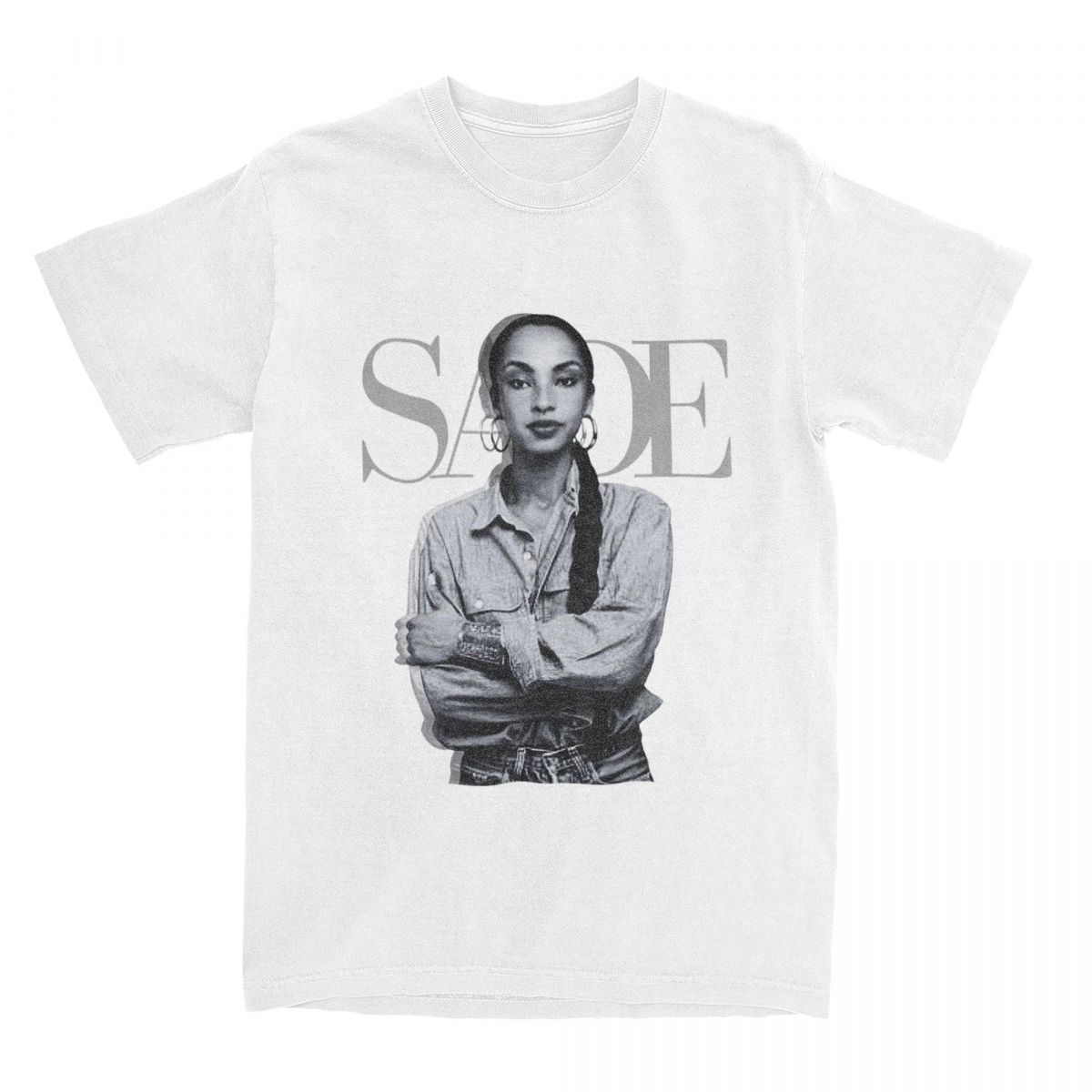 

S-Sade Adu 80s Music T Shirts for Men Pure Cotton Vintage T-Shirts Round Collar Tees Short Sleeve Clothes New Arrival M