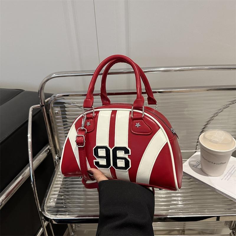 Niche design women's bags, high-end striped contrasting shoulder bags, summer new semi-round underarm bags, messenger bags