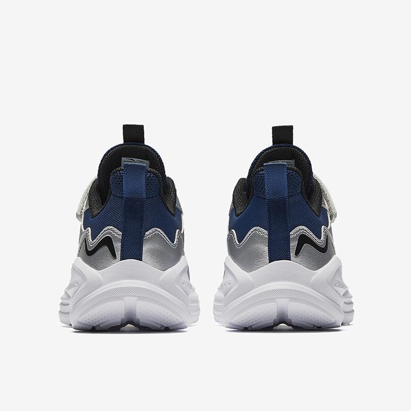 Anta Kids Synthetic Leather Fabric Trendy Versatile Unique Lightweight Shock Absorbing Low Top Running Shoes Kids sneaker Blue Silver A12445577N-1