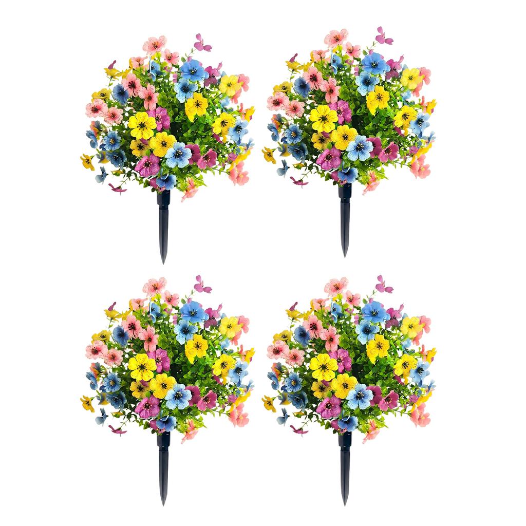 Outdoor Artificial Flowers with Ground Stakes Artificial Petunias Lifelike Decorative Flowers for Garden Yard Planter and Porch