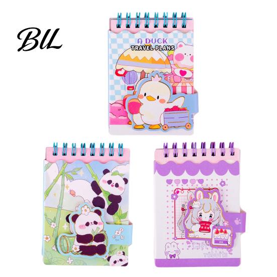 Double Coil Binding Notebook Cartoon Animal Pocket Wire Bound Memo Notepad 3D Rabbit Girl Panda Duck Mini Spiral School Office Supplies