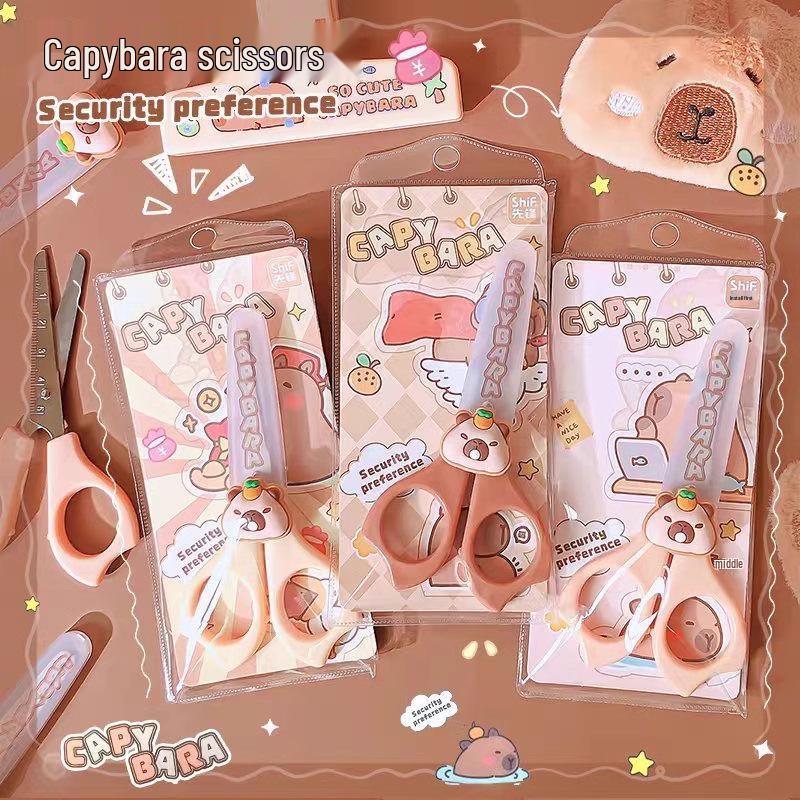 Capybara Cartoon Student Scissors - Cute Guinea Pig-Shaped Kids' Stationery for Paper Cutting