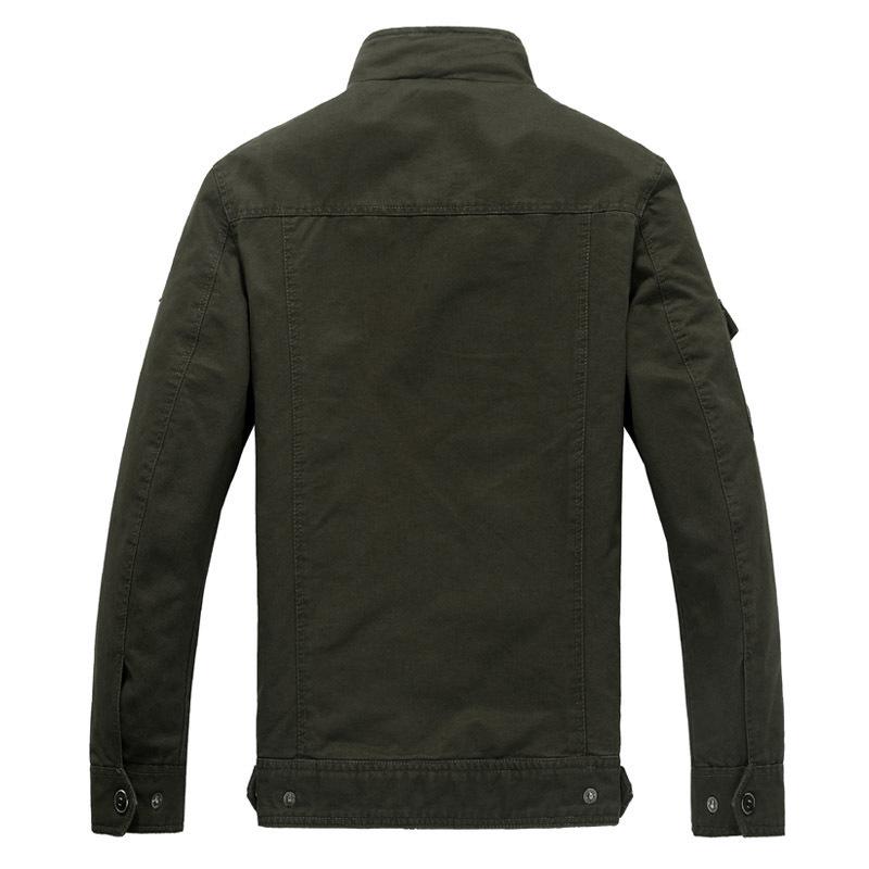 2024 Men's Casual Slim Fit Brown Cotton Work Jacket with Side Pockets & Zipper