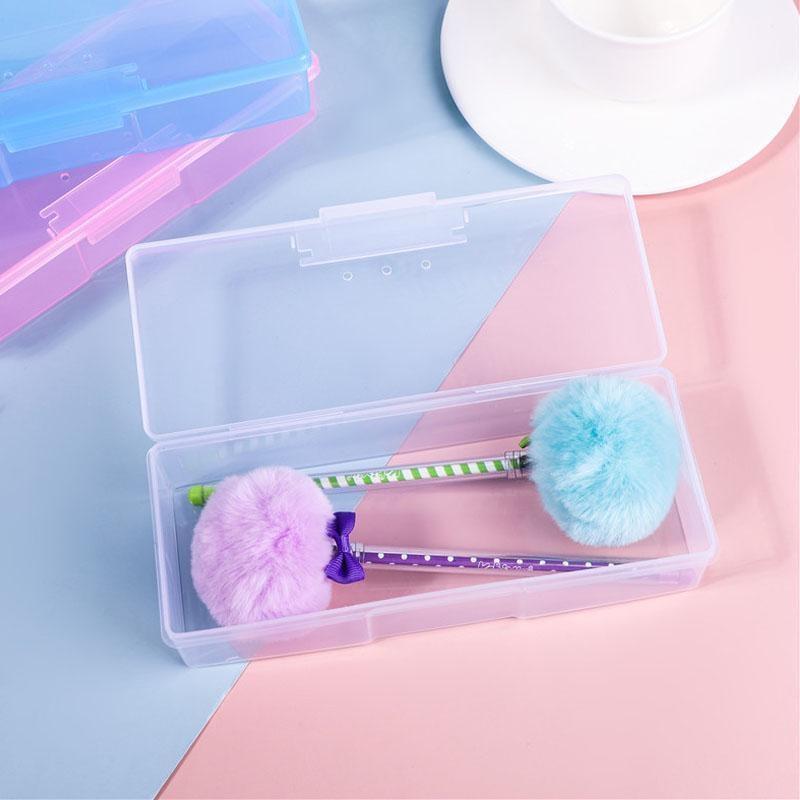 Empty Rectangle Storage Box Multifunction Nail Art Rhinestone Brush Tools Container Small Objects Pen Organizer Case