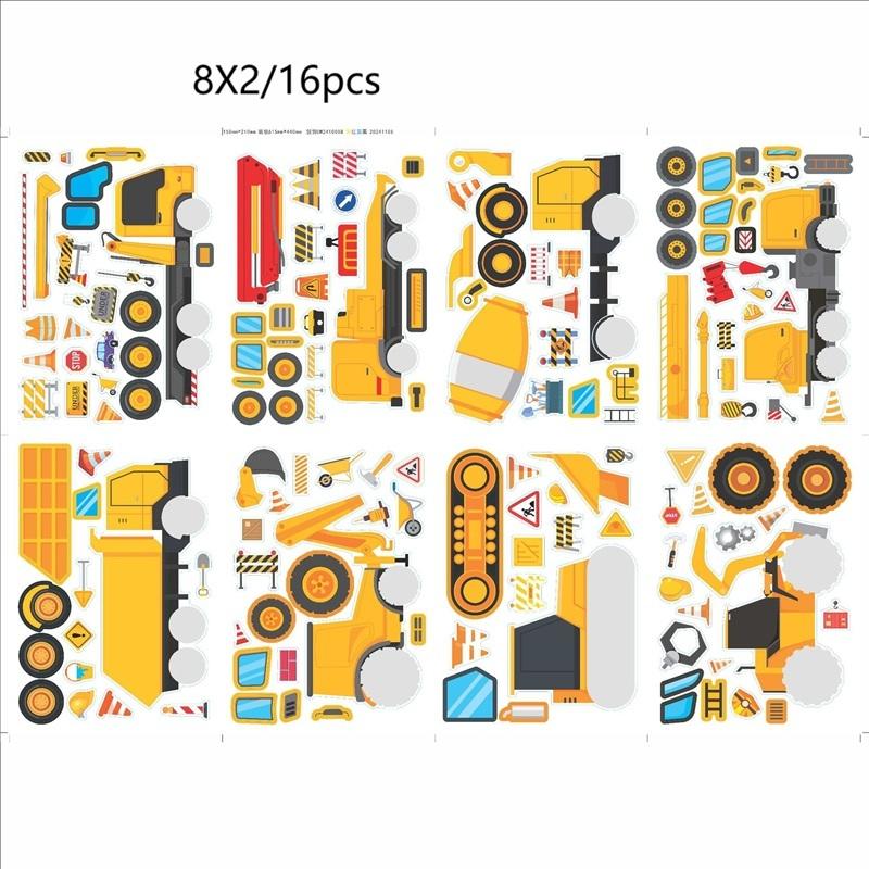 

Children s Cartoon Stickers Construction Vehicle Transportation Parent-Child Interactive Sticker Educational Puzzles DIY Sticker
