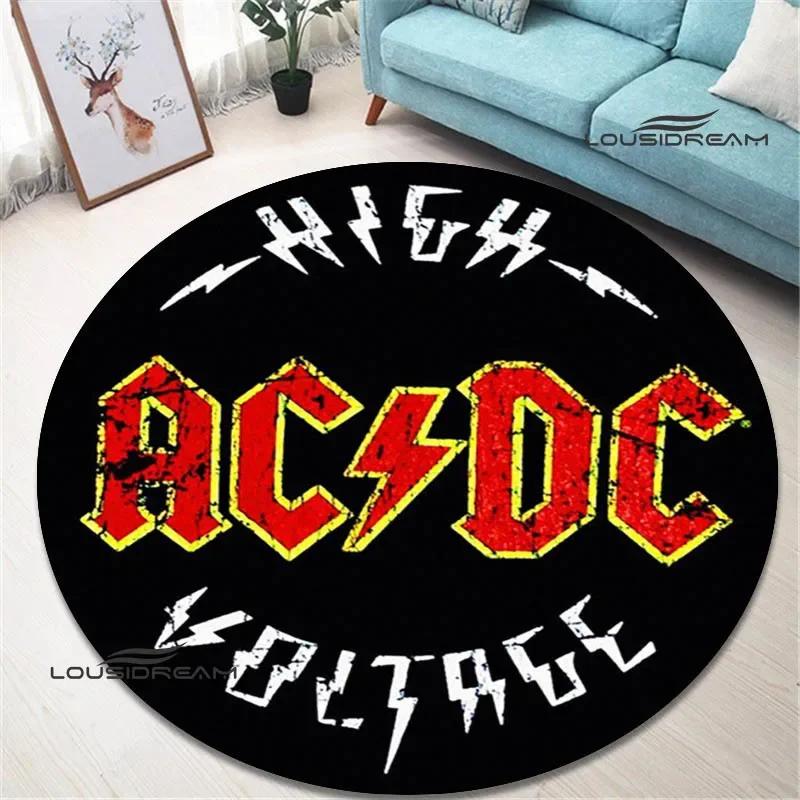 3D Rock Band AC/DC Retro Printed Round Carpet Bedroom Beautiful Carpet Non -slip Door Pad Floor Mats Area Rug Birthday Gift