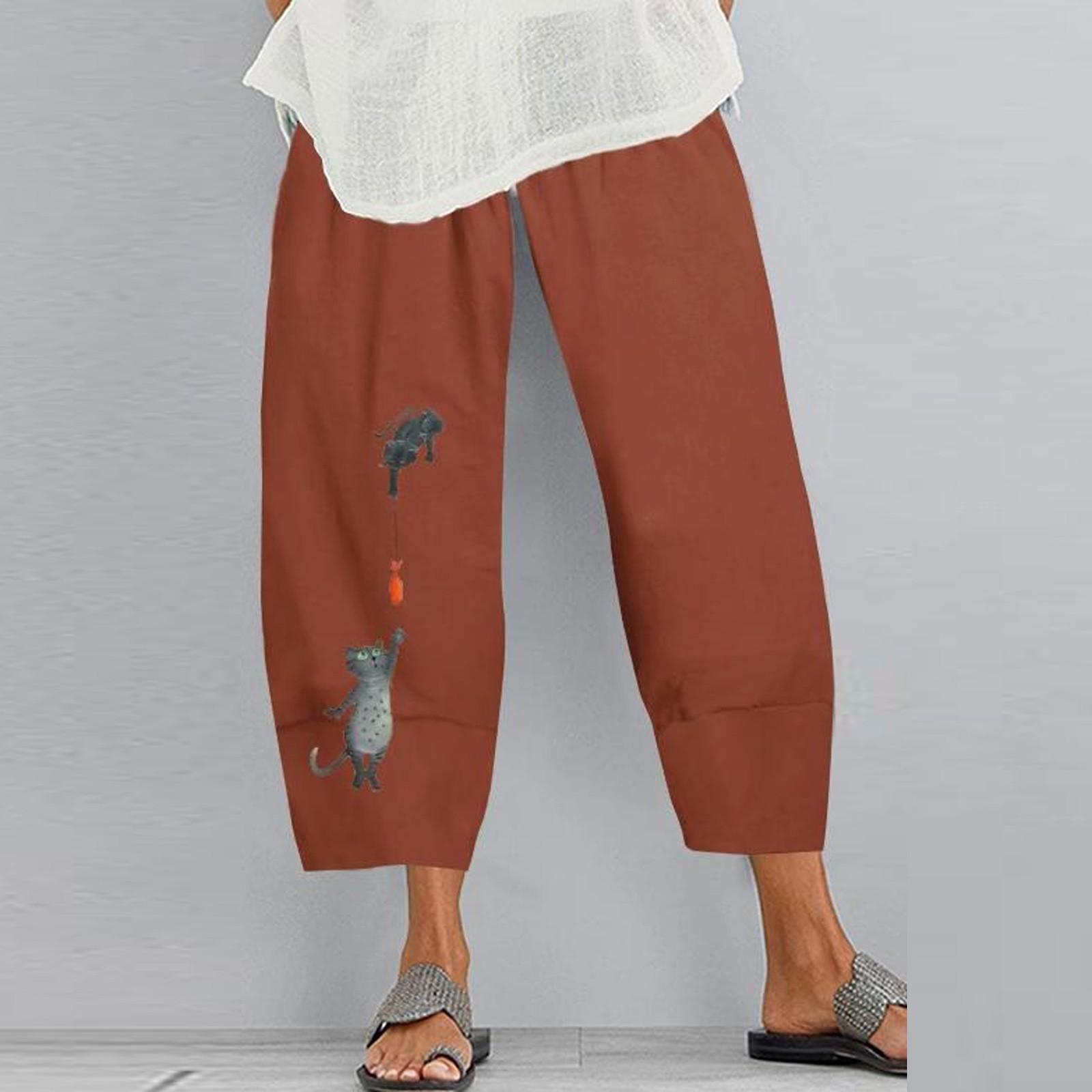 

Модные женские повседневные брюки с эластичной резинкой на талии и широкими пляжными брюками, брюки XL оранжевый