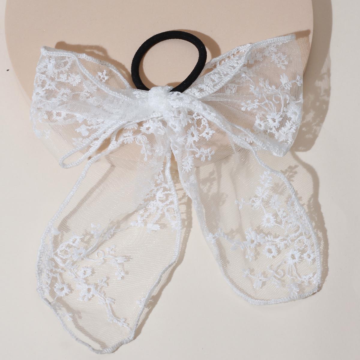 Lystrfac весна-лето белый ручной работы кружевной бант лента для волос головной убор стример бант резинки для волос для женщин Лолита аксессуары для волос
