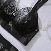 Set Reggiseno Sexy da Donna con Ferretto Push-Up con Scollo all'Americana e Motivo in Pizzo Spliced