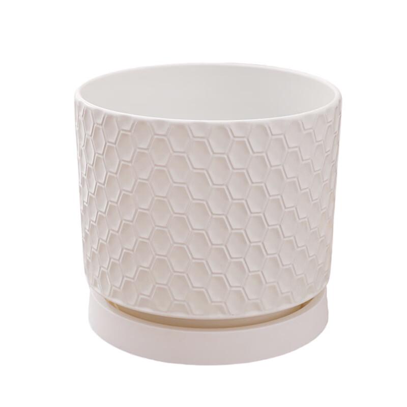 Lilang Matte White Honeycomb Flower Pot 3-Piece Set