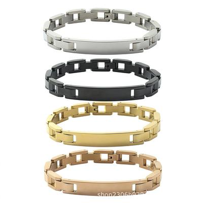 Curved Laser-Engraved Stainless Steel Bracelet for Men