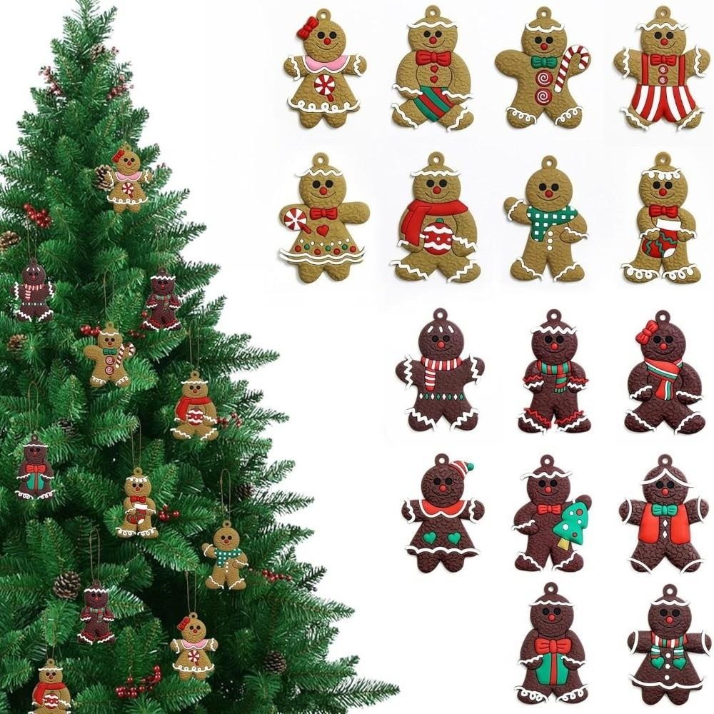 16Pcs/set Kid Gift Gingerbread Man Ornament PVC Xmas Tree Decoration Christmas Tree Pendant