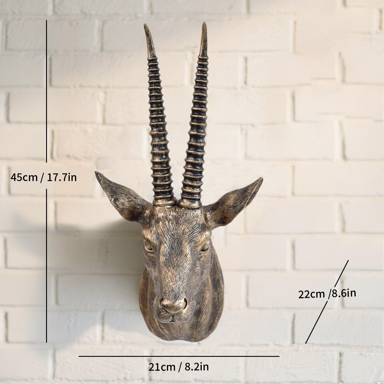 

Retro Resin Deer and Antelope Head Wall Ornament for Living Room Entrance