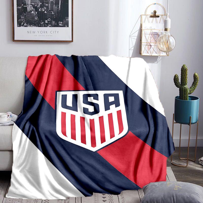 Usa Soccer Emblem Blanket Flannel Throw for Sofa, Indoor, Camping, Living Room, Office, Chair, And Bed Soft Birthday Gift