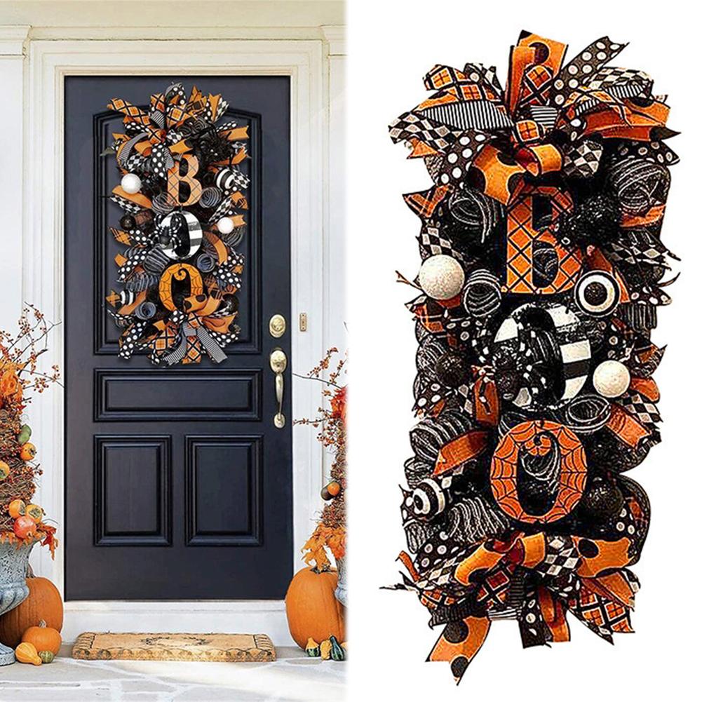 Halloween Wreath Fall Wreath Spooky Boo Halloween Wreath Door Hanging Ornaments Halloween Decoration for Front Door Home Window