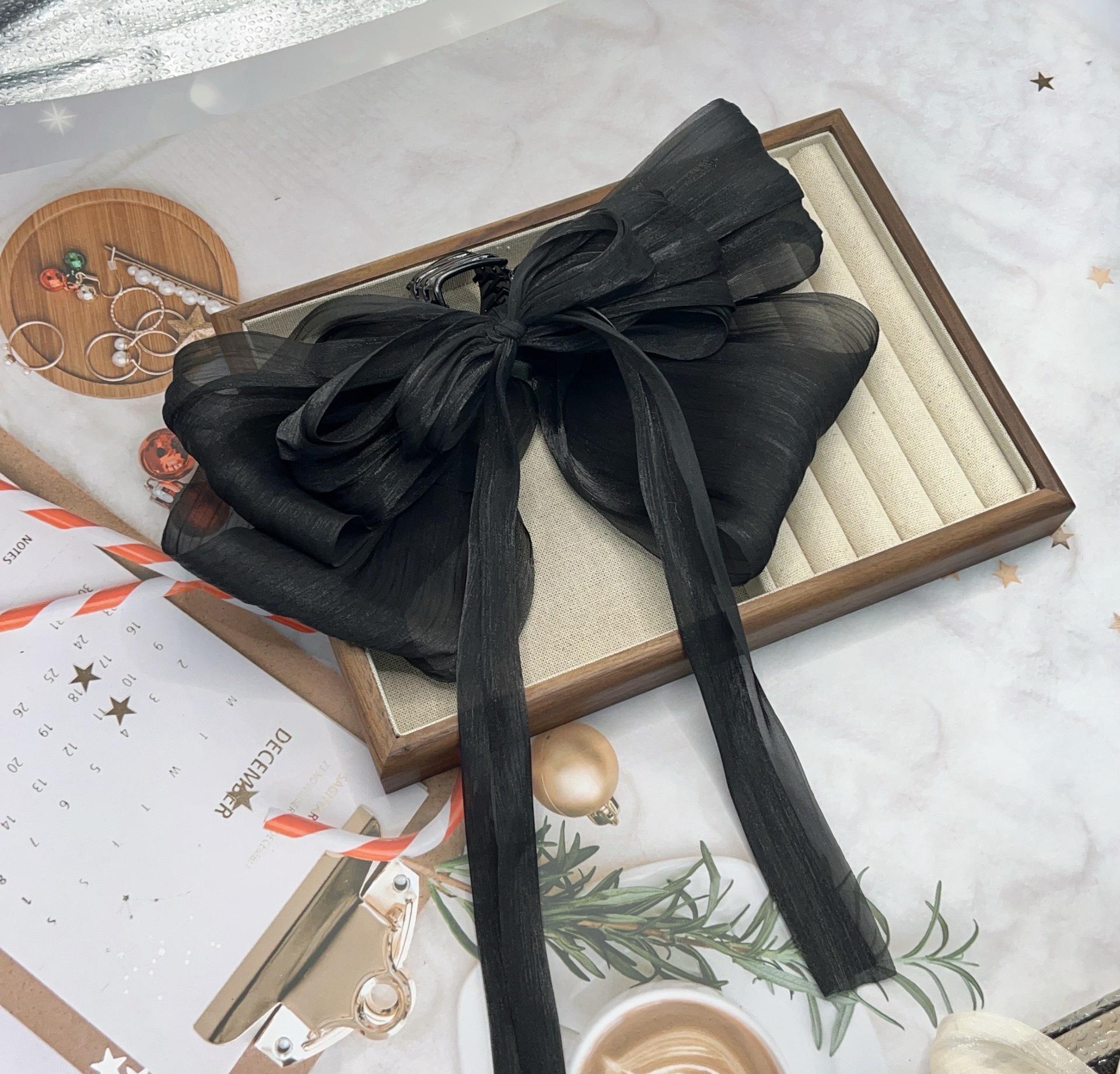 Elegant Fairy Ribbon Bow Claw Clip: Irregular, Girlish Design чёрный