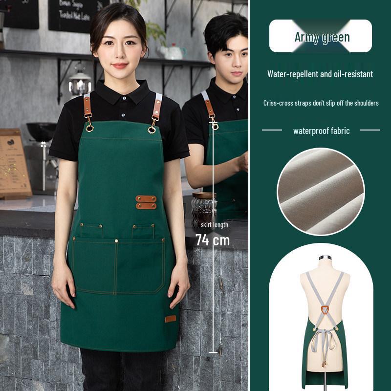 Waterproof Young Waiter Apron with Logo for Milk Tea Restaurant
