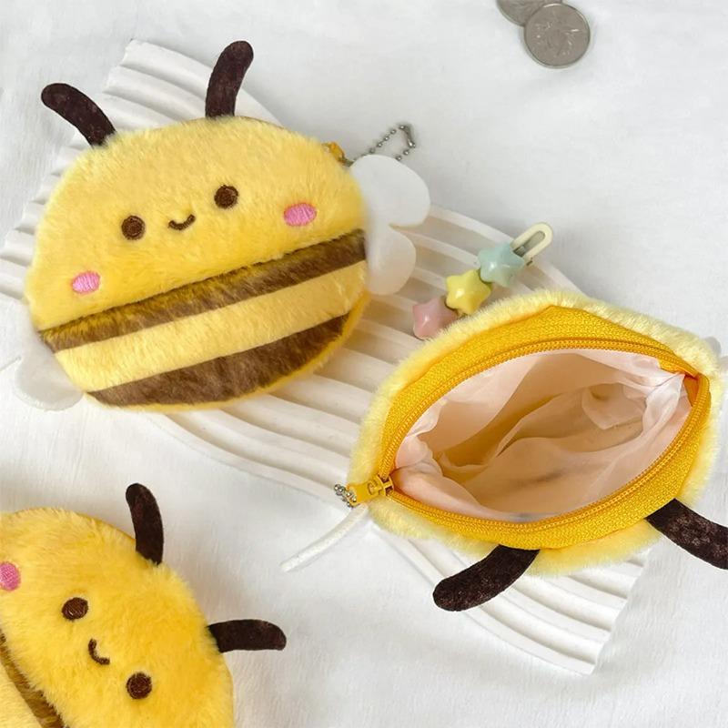 Mignon Porte-Monnaie Peluche Abeille Enfants Poupée Animal Dessin Animé Abeille Argent Sac Pendentif Mode Sac de Rangement Petit Sac Bureau Rangement