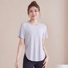 Plus Size Women's Loose Yoga T-Shirt: Short Sleeve, Slimming Arc Hem, Body-Covering Fitness Top