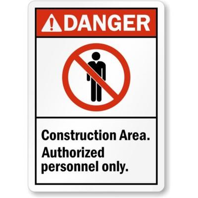 Authorized Personnel Caution Aluminum Weatherproof Sign pAluminum