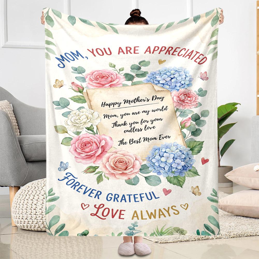 Mother's Day Greeting Blanket Suitable for sofas,travel, living rooms also a good gift for friends and family Suitable for all seasons.