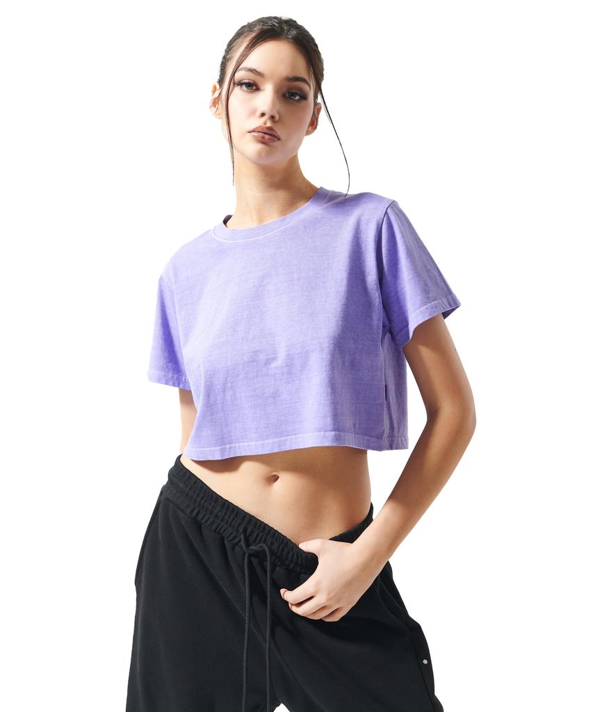 ATTENTIONROW FOR WOMEN Pigment Crew Neck Crop Short Sleeve Tee (Very Perry)