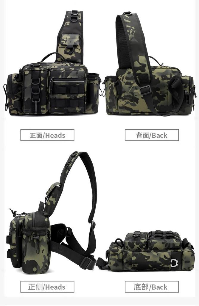 Fishing Tackle Bag, Fishing Bag, Tackle Bag, Run & Gun Bag, Waterproof Zipper, Large Capacity, Fishing Shoulder Bag, Fishing Bag