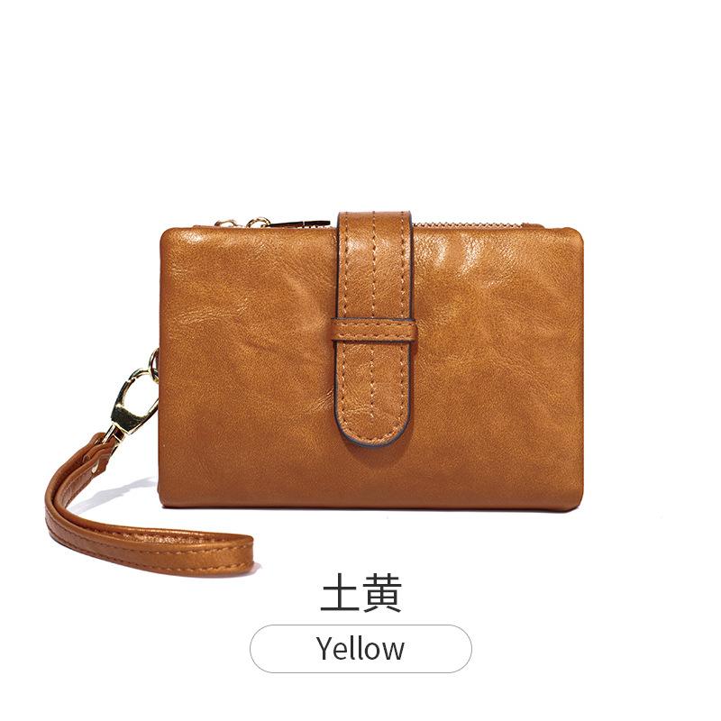 New Women's Wallet Retro Solid Color Portable Short Wallet Simple Fashion Large Capacity Change Bag