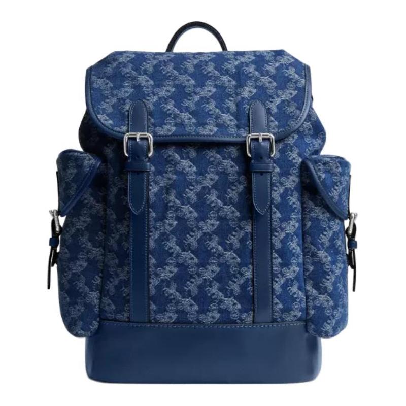 

COACH Hitch 31 Logo Print Denim Backpack Men s Dark Blue синій