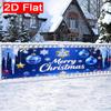 Blue Silvery Christmas Yard Banner, Merry Christmas Xmas Text Design, Polyester Outdoor Porch Fence Wall New Year Party Supplies