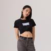 Levis Casual Versatile Slim Fit Logo Print Ribbed Round Neck Short Sleeve T-Shirt Women T-Shirts Black 003SN-0001