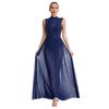 Womens Shiny Rhinestone Lyrical Dance Dress Mock Neck Sleeveless Open Back Twist Front Sheer Mesh Overlay Leotard