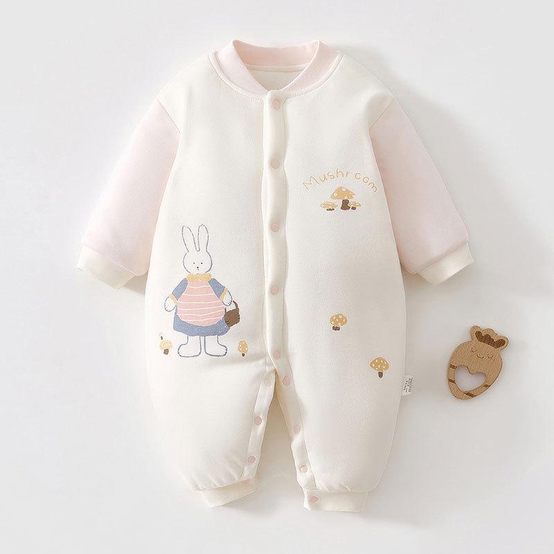 Winter-Ready Baby Bodysuit: 120g Thick Cotton Padded Romper, Pure Cotton Crawling Suit