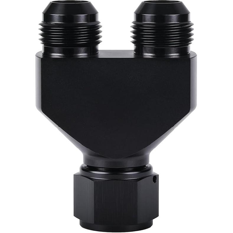 10AN Female to Parallel Dual 10AN 10AN Male Y Block Fuel Fitting Splitter Adapter Connector Aluminum Black
