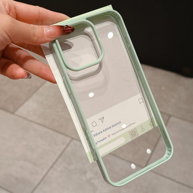 Luxury Candy Color Bumper Clear Phone Case for iPhone 16 E 15 14 13 12 11 Pro Max Plus Acrylic Hard Transparent Back Cover Capa