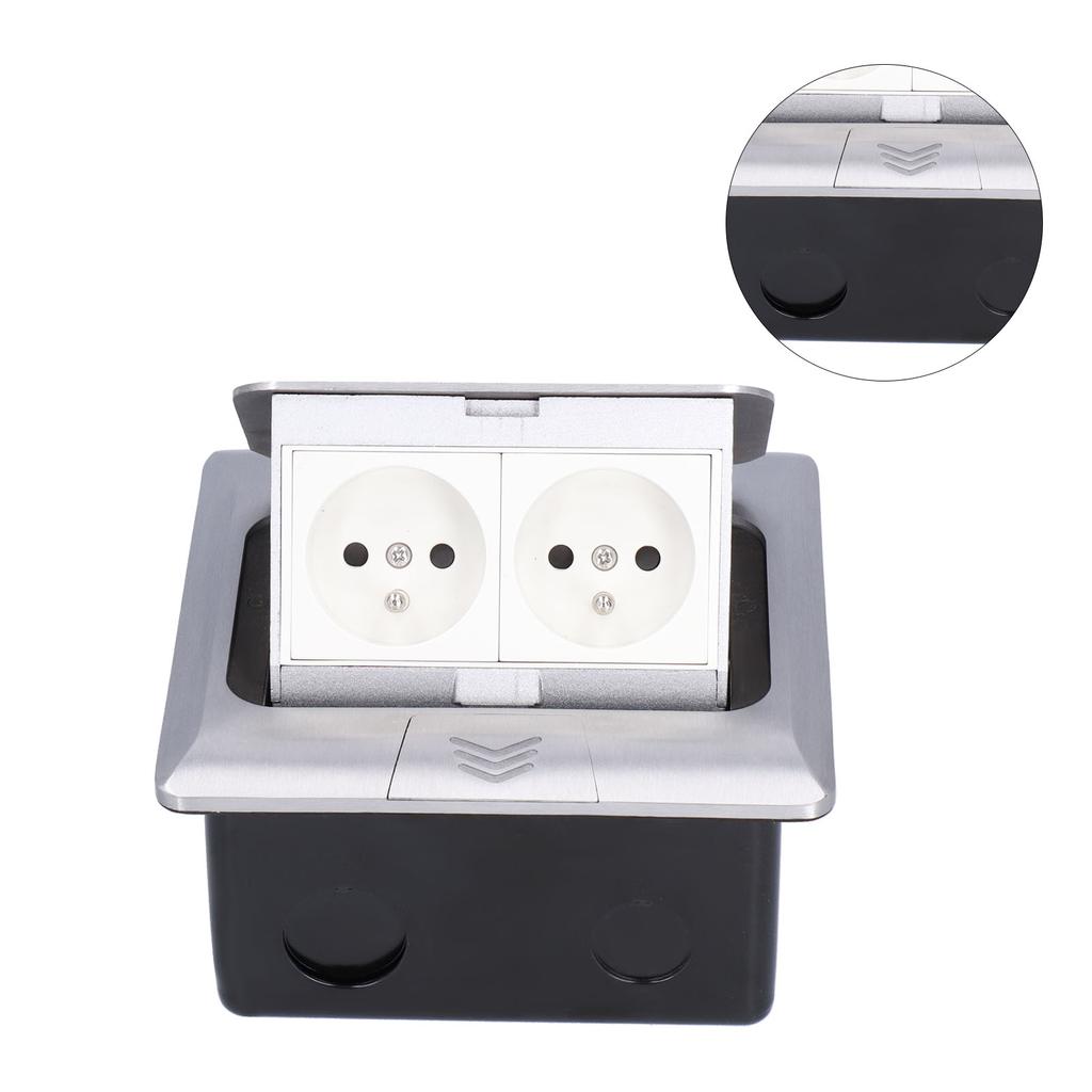 Cutie de podea sus Aliaj de aluminiu Priză de masă de podea Priza electrică impermeabilă 2 căi 250V J28