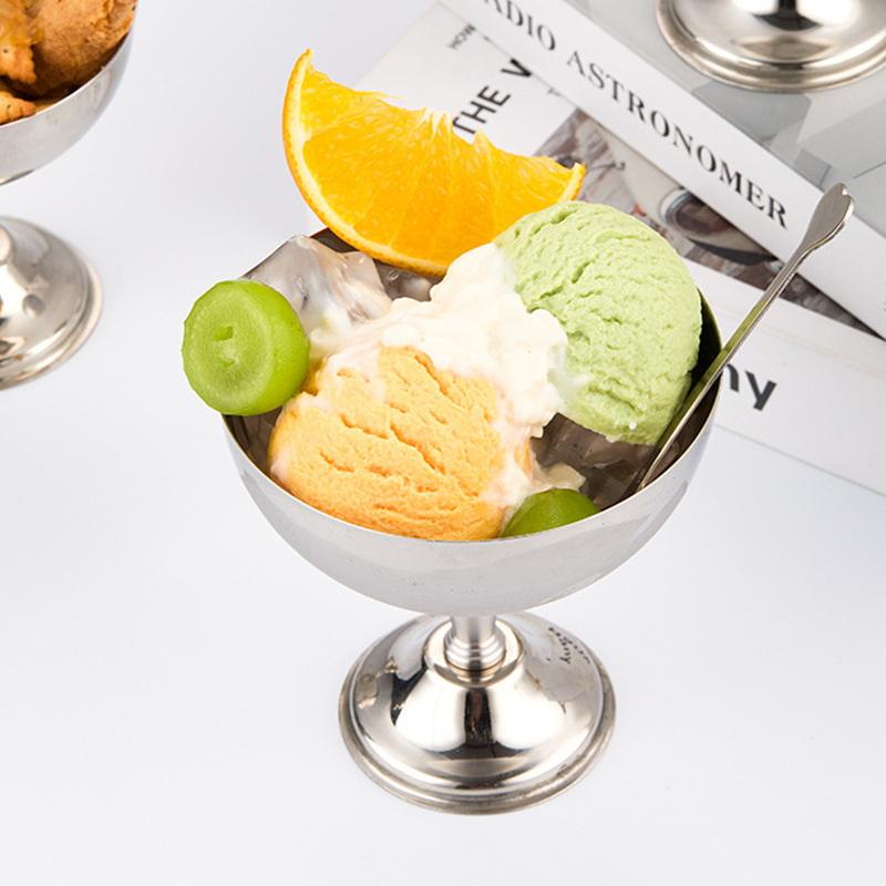 Stainless Steel Dessert Cup Vintage Durable Pudding Milk Jelly Ice Cream Cup Bowl Salad Bowl Dessert Fruit Plate Snack Dish
