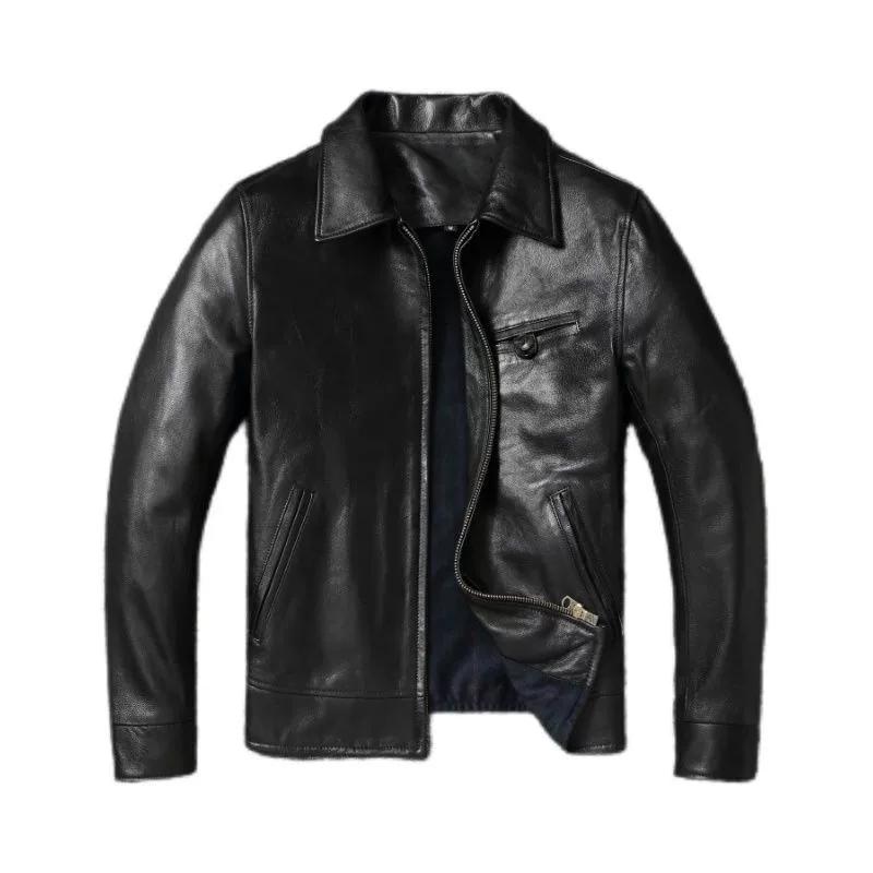 

Мужская кожаная куртка в китайском стиле 1940-х годов без покрытия, куртка из натуральной козьей кожи, мягкая весенне-осенняя мужская куртка из натуральной кожи, тонкое 5XL чёрный