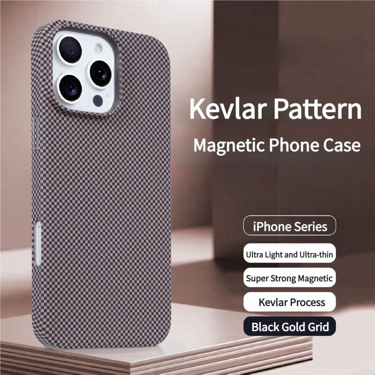 

Carbon Fiber Kevlar For Magsafe Magnetic Case For iPhone 17 Air 16 15 14 13 12 Pro Max Plus Sunset Grid Wireless Charge Cover iPhone 12