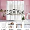 8 quirky cartoon cats in striped sweaters whimsical art shower curtain with 12 hooks for bathroom home decor Elevate Your Space