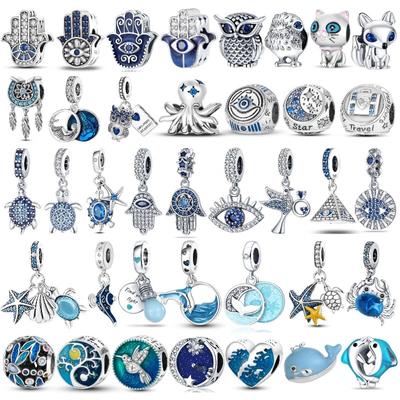 100 % Argento Sterling 925 Ciondoli Tartaruga Marina Delfino Oecan Ciondoli Occhi di Demone Adatti Braccialetti Creazione Gioielli Fai da Te