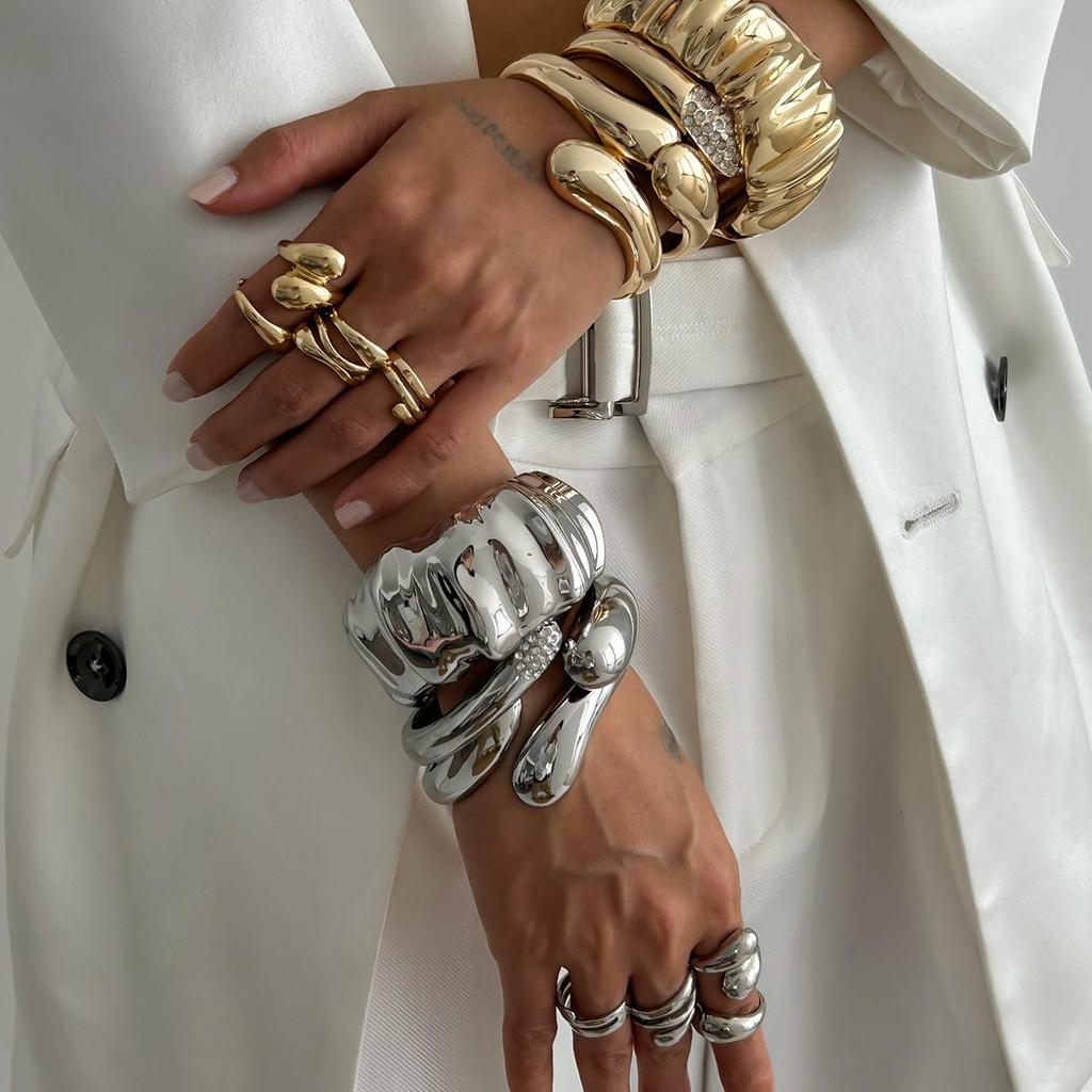 European and American Cross-Border Irregular Water Drop Alloy Bracelet Set